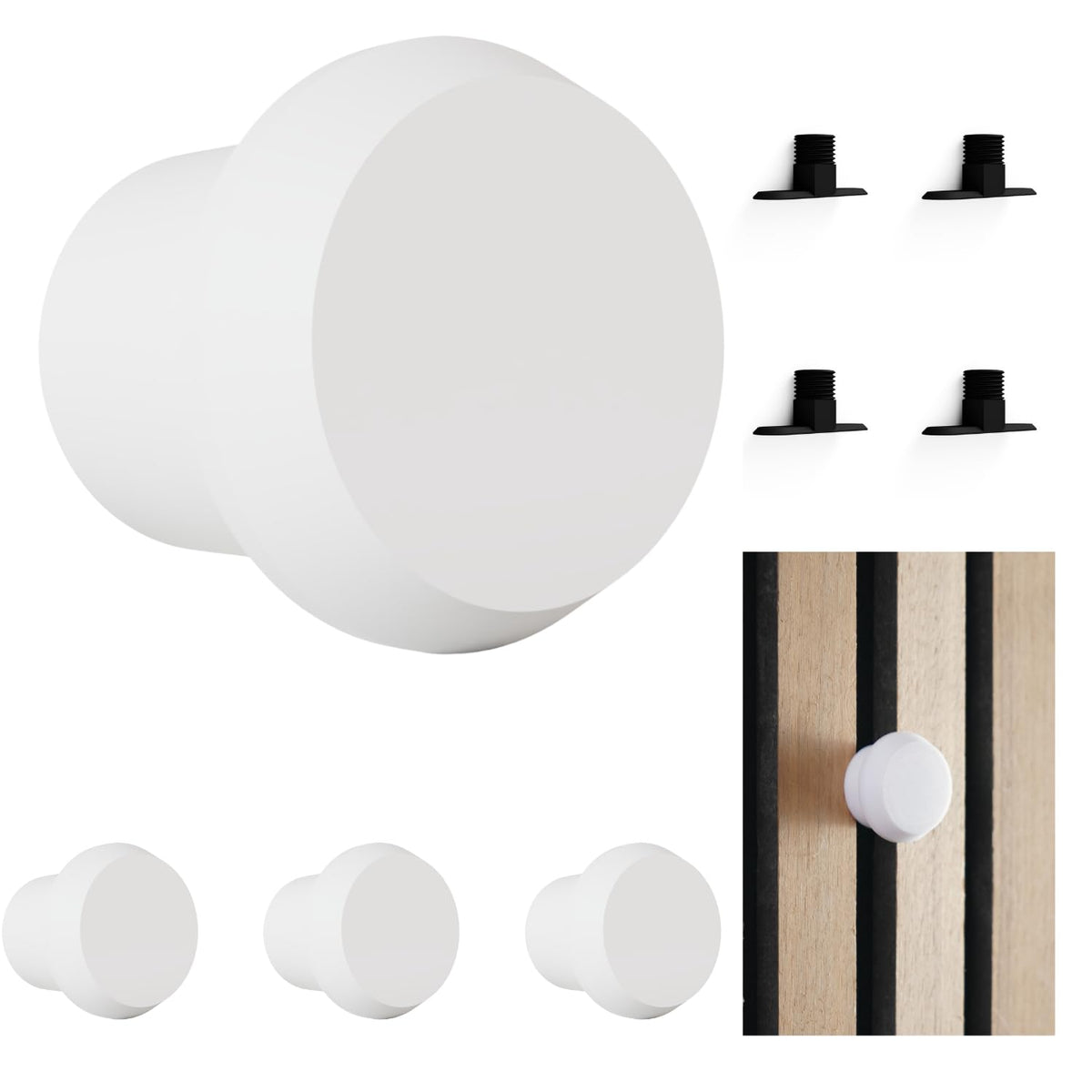 Knopfhaken für Akustikpaneele - 4er Set - ohne Bohren - 13 mm & 15 mm - horizontal & vertikal - 2 Größen - 4 Farben - 2 Längen - Garderobenhaken (braun, 30 mm, 1.7, Zentimeter)