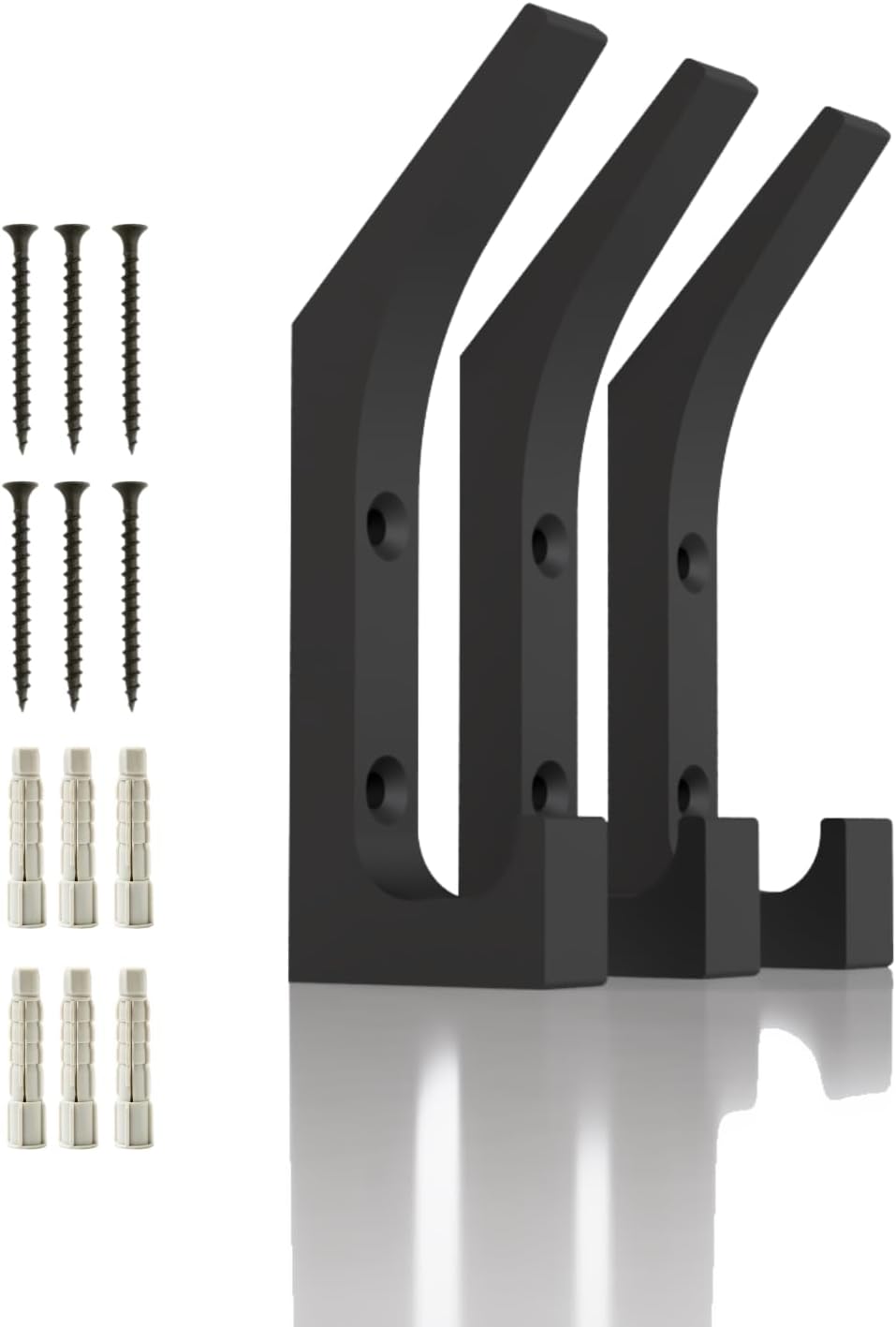 Doppelhaken für Akustikpaneele – Wandmontage mit Schrauben – Maximale Stabilität – 3er Set inkl. Schrauben & Dübel – 13mm & 15mm – Garderobenhaken Lamellenwand (13 mm, Doppelhaken)