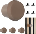 Knopfhaken für Akustikpaneele - 4er Set - ohne Bohren - 13 mm & 15 mm - horizontal & vertikal - 2 Größen - 4 Farben - 2 Längen - Garderobenhaken (braun, 30 mm, 1.7, Zentimeter)