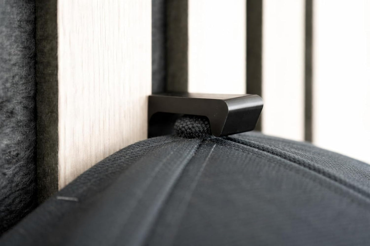 Kleiderhaken für Akustikpaneele mit Click-System – Montage ohne Bohren – 13mm & 15mm – 5 Designs: einzeln/eckig/rund/doppelt/Basecap – Garderobenhaken Lamellenwand – Schwarz (13 mm, Basecap-Halter)
