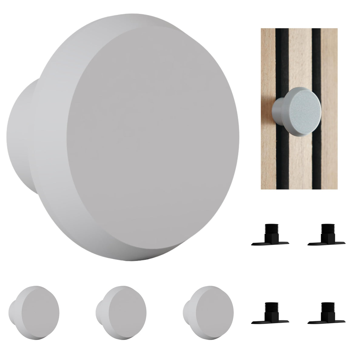 Knopfhaken für Akustikpaneele - 4er Set - ohne Bohren - 13 mm & 15 mm - horizontal & vertikal - 2 Größen - 4 Farben - 2 Längen - Garderobenhaken (braun, 30 mm, 1.7, Zentimeter)
