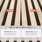 Kleiderhaken für Akustikpaneele mit Click-System – 6er Set – Montage ohne Bohren – 13mm & 15mm – Garderobenhaken Lamellenwand – Schwarz (13 mm, Doppelhaken (6er Set))