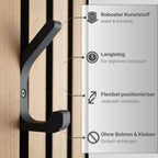 Kleiderhaken für Akustikpaneele & Wandpaneele – 6er Set – Doppelhaken ohne Bohren – Vertikale Paneele – Garderobenhaken Lamellenwand – 13mm & 15mm (13 mm, Doppelhaken (6er Set))