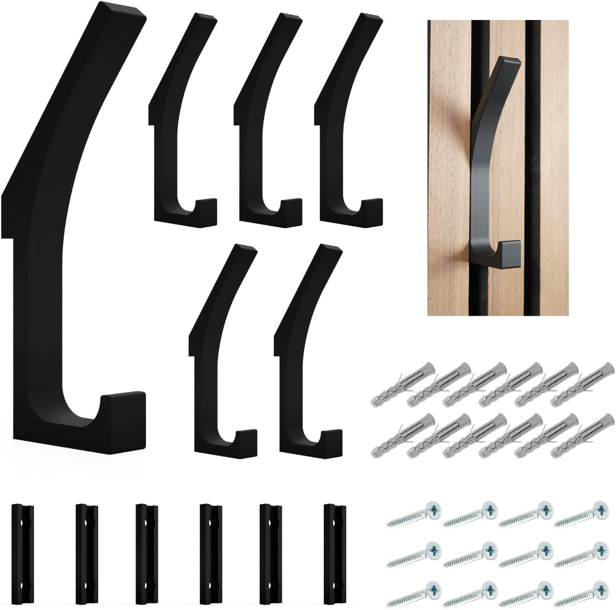 Kleiderhaken für Akustikpaneele & Wandpaneele – 6er Set – Doppelhaken mit verstecktem Halter – Unsichtbare Schrauben – Vertikale Paneele – 13mm & 15mm – Garderobenhaken (13 mm, Doppelhaken (6er Set))
