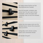 Kleiderhaken für Akustikpaneele & Lamellenwand – Horizontale Ausrichtung – 3er Set – Montage ohne Bohren – Garderobenhaken Holzpaneele | 13mm & 15mm | Für Jacken, Taschen & Basecaps (13 mm, eckig)