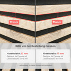 Kleiderhaken für Akustikpaneele & Lamellenwand – Horizontale Ausrichtung – 3er Set – Montage ohne Bohren – Garderobenhaken Holzpaneele | 13mm & 15mm | Für Jacken, Taschen & Basecaps (13 mm, eckig)