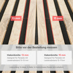 Kleiderhaken für Akustikpaneele - Montage ohne Bohren - Vertikale Paneele - Garderobenhaken Lamellenwand - 13mm & 15mm - 4 Designs (13 mm, Doppelhaken)