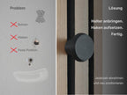 Knopfhaken für Akustikpaneele - 4er Set - ohne Bohren - 13 mm & 15 mm - horizontal & vertikal - 2 Größen - 4 Farben - 2 Längen - Garderobenhaken (braun, 30 mm, 1.7, Zentimeter)