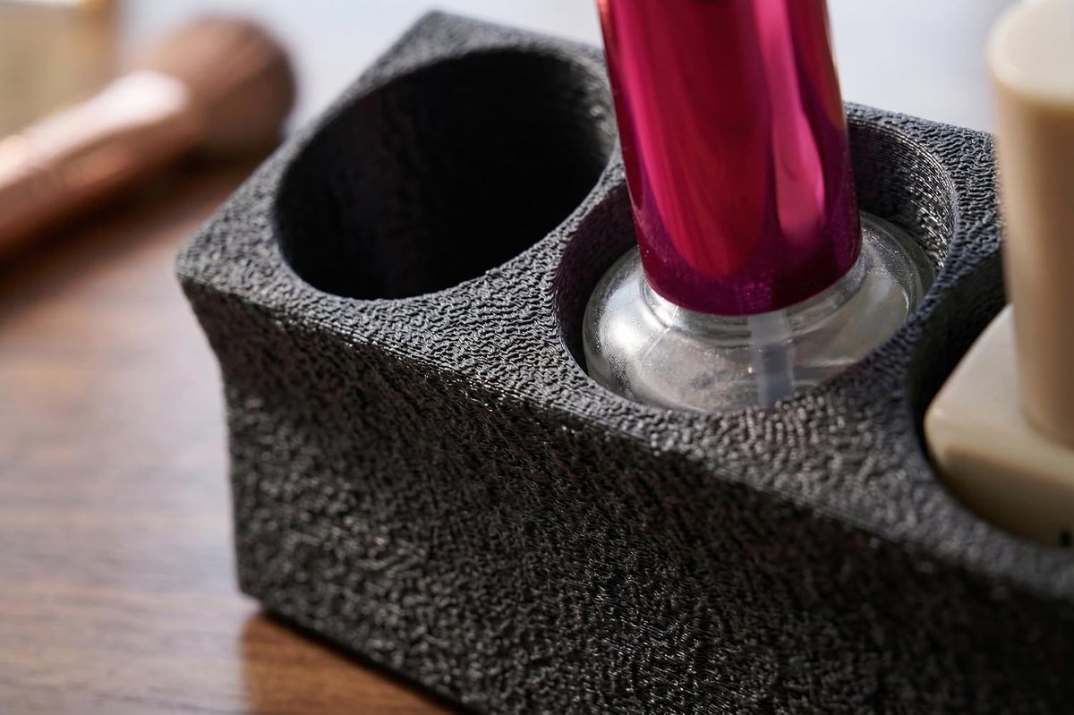 Dipping Powder Flüssigkeiten Halter – Ergonomischer Ständer für 3 Flaschen – Anti-Kipp Design für Maniküre & Nageldesign – 40mm Öffnung (schwarz)