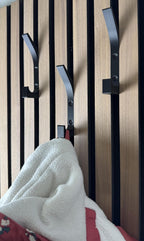 Doppelhaken für Akustikpaneele – Wandmontage mit Schrauben – Maximale Stabilität – 3er Set inkl. Schrauben & Dübel – 13mm & 15mm – Garderobenhaken Lamellenwand (13 mm, Doppelhaken)