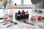 Dipping Powder Flüssigkeiten Halter – Ergonomischer Ständer für 3 Flaschen – Anti-Kipp Design für Maniküre & Nageldesign – 40mm Öffnung (schwarz)