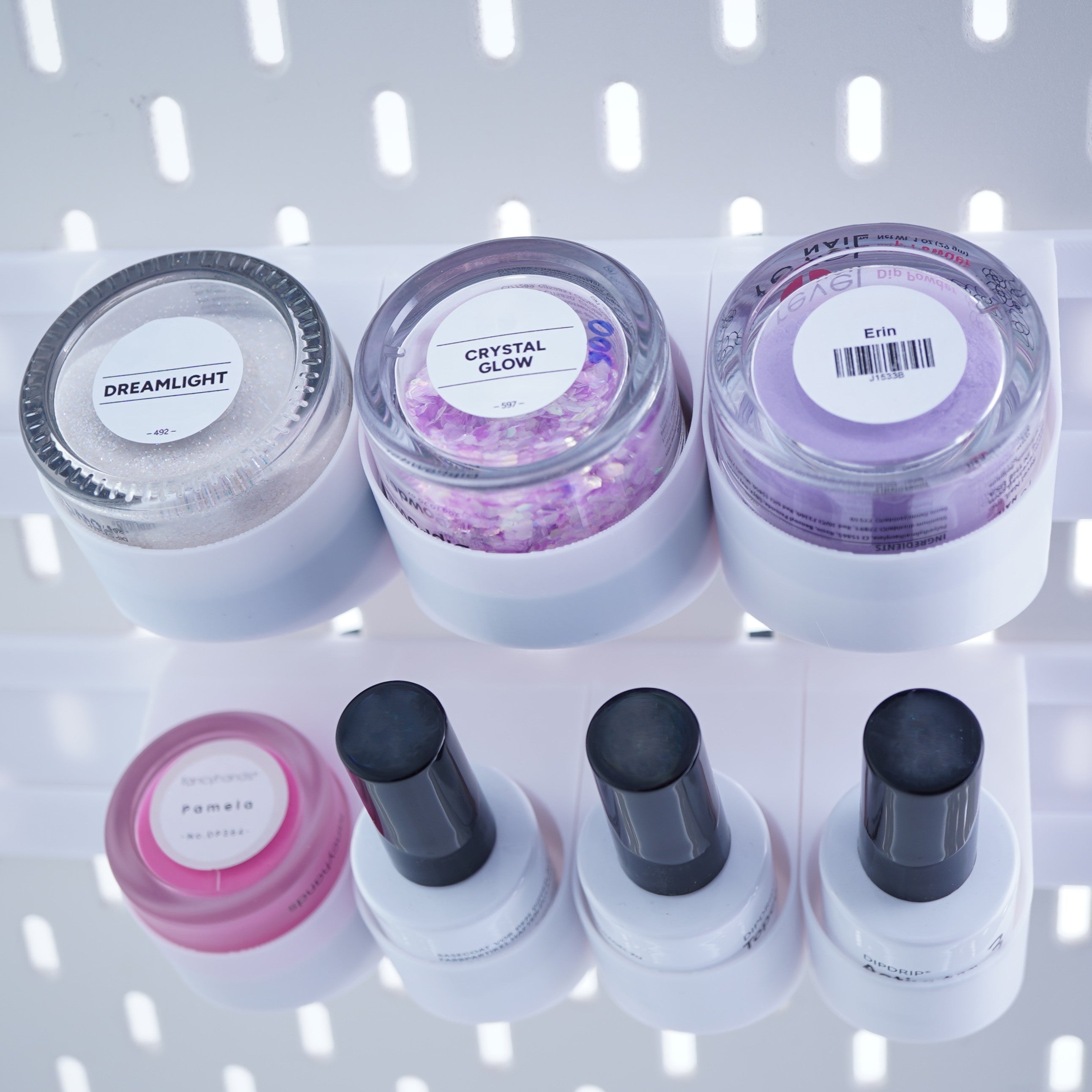 DipEquip Pegboard Starterset – Lochwand Organizer für Nail Dipping Zubehör