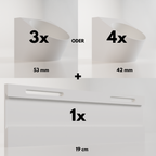 Starterset Weiß: 1 Schiene 19 cm mit 3 oder 4 Rundhaltern